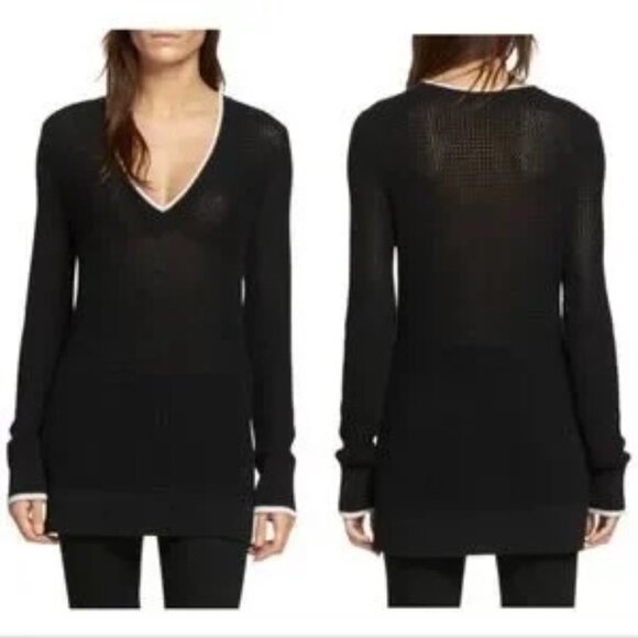 Rag & Bone Maeve Sweater Black White Knit V Neck Elizabeth Sweater Dress Size M - Picture 1 of 10